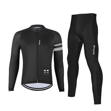 MTB Fahrradbekleidung Set – Atmungsaktives Langarm Radtrikot & Lange Radhose mit Sitzpolster