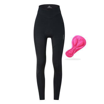 Damen High-Waist lange Radhose mit Sitzpolster – Atmungsaktive, elastische Fahrradhose mit Taschen