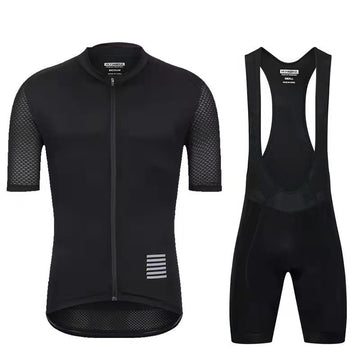 MTB Fahrradbekleidung Set – Atmungsaktives Kurzarm Trikot & Trägerhose mit Sitzpolster