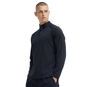 Herren Langarm-Sportshirt mit Stehkragen – Hoch elastisch, atmungsaktiv und reflektierend