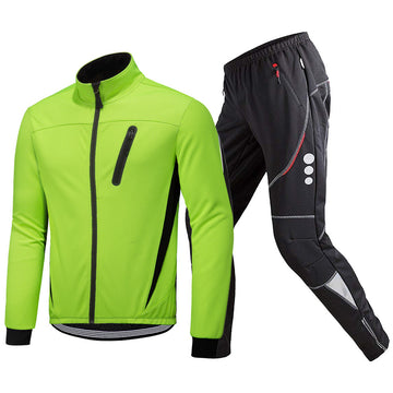 MTB Softshell Fahrradbekleidung Set – Winddichte Thermo Jacke & Warme Radhose Herren