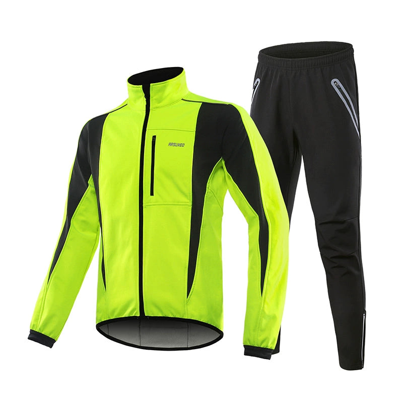 Herren MTB Softshell Radjacke & Locker geschnittene Radhose Set – Winddicht, Warm & Atmungsaktiv