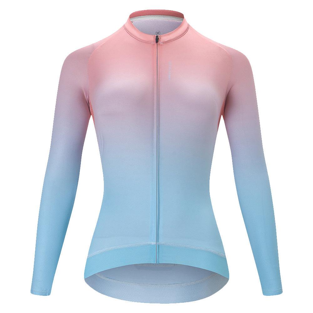 Damen Radtrikot mit Farbverlauf – langärmelig, atmungsaktiv & elastisch
