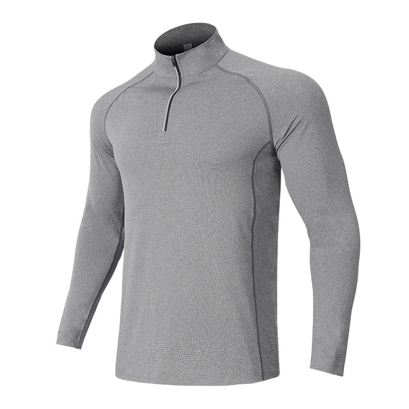 Herren Langarm-Sportshirt mit Stehkragen – Elastisch, atmungsaktiv und reflektierend