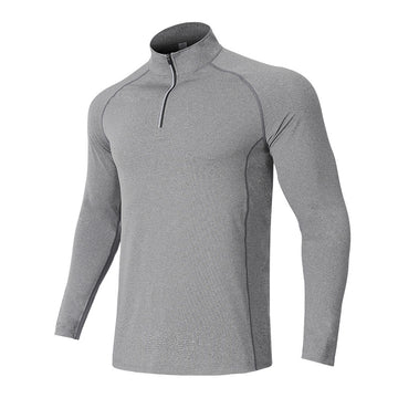 Herren Langarm-Sportshirt mit Stehkragen – Elastisch, atmungsaktiv und reflektierend